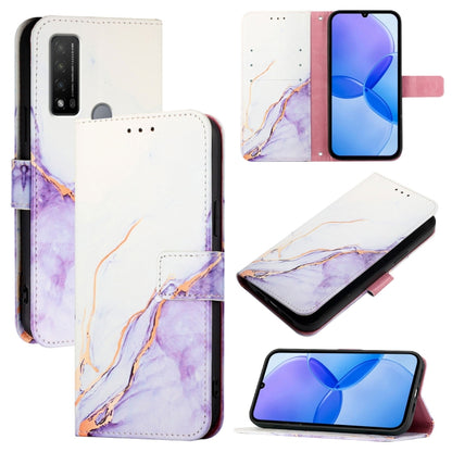 PT003 Marble Pattern Flip Leather Phone Case, For TCL 30 SE, For TCL 20R 5G