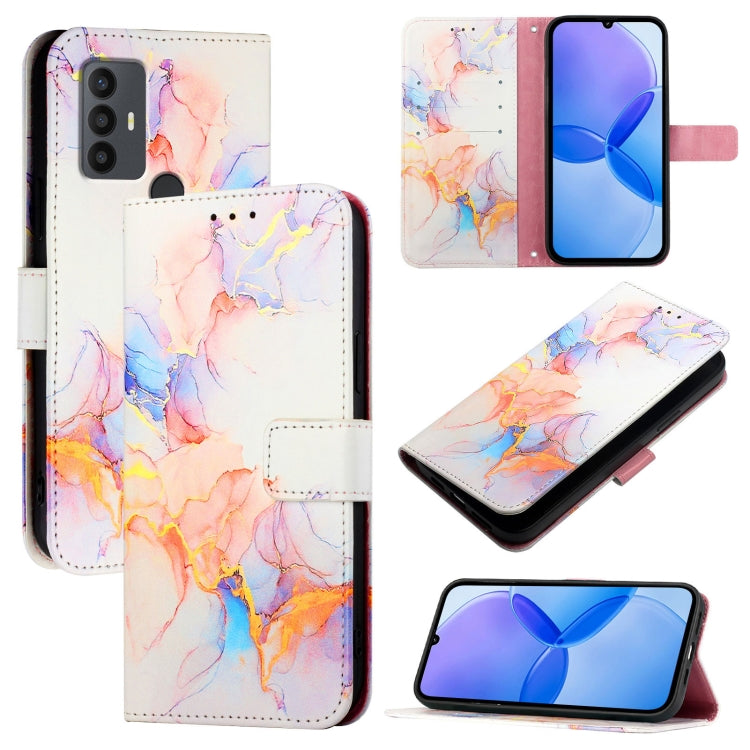 PT003 Marble Pattern Flip Leather Phone Case, For TCL 30 SE, For TCL 20R 5G