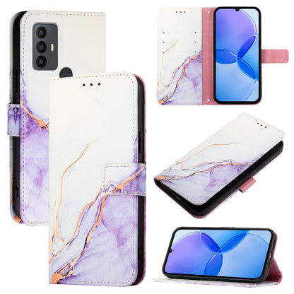 PT003 Marble Pattern Flip Leather Phone Case, For TCL 30 SE, For TCL 20R 5G