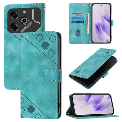 Light teal embossed leather wallet phone case with folio cover and card slot window