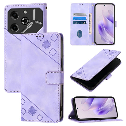 Lavender embossed leather folio phone case with card slots and stand
