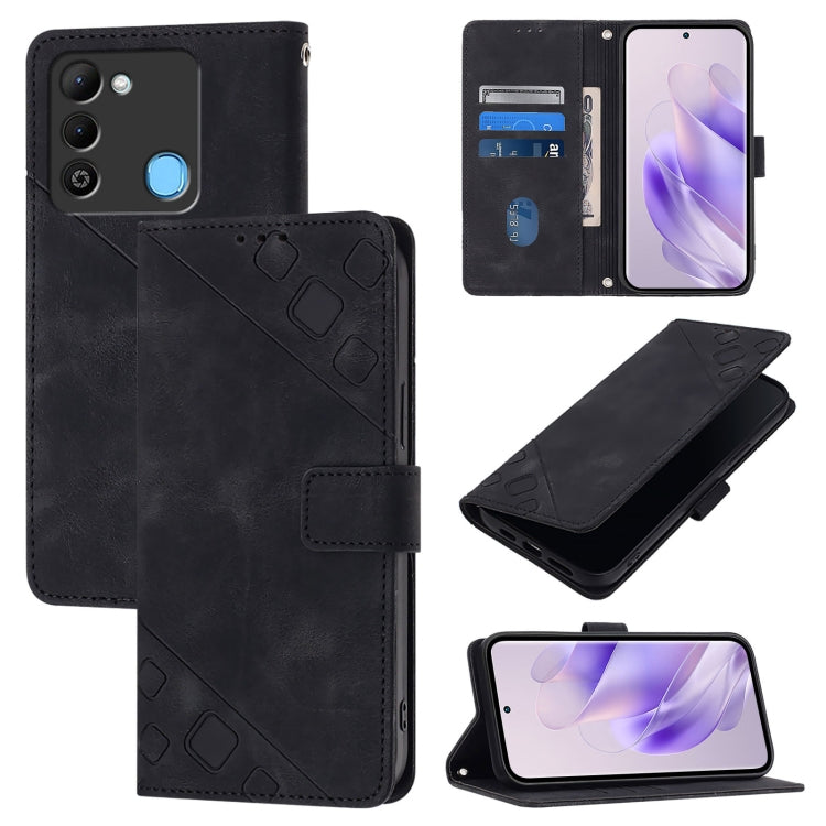 Skin Feel Embossed Leather Phone Case, For Tecno Spark 9, For Tecno Pop 5c, For Tecno Spark 6 Go / Go 2020
