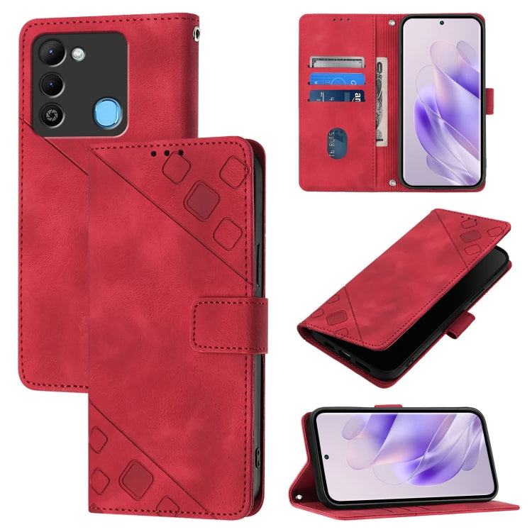 Skin Feel Embossed Leather Phone Case, For Tecno Spark 9, For Tecno Pop 5c, For Tecno Spark 6 Go / Go 2020