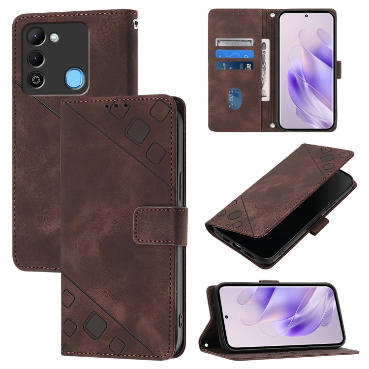 Skin Feel Embossed Leather Phone Case, For Tecno Spark 9, For Tecno Pop 5c, For Tecno Spark 6 Go / Go 2020