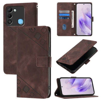 Skin Feel Embossed Leather Phone Case, For Tecno Spark 9, For Tecno Pop 5c, For Tecno Spark 6 Go / Go 2020
