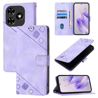 Light purple embossed leather-style flip phone case with card slots and magnetic closure, side view