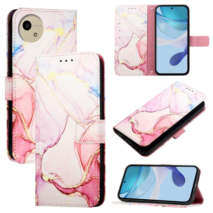PT003 Marble Pattern Flip Leather Phone Case, For Sharp Aquos wish6, For Sharp Aquos R11, For Sharp Aquos Sense10, For Sharp Basio Active3, For Sharp Aquos Sense9 Plus, For Sharp Aquos Sense9, For Sharp Aquos R9 Pro SH-54E, For Sharp Aquos Wish 4 SH-52...