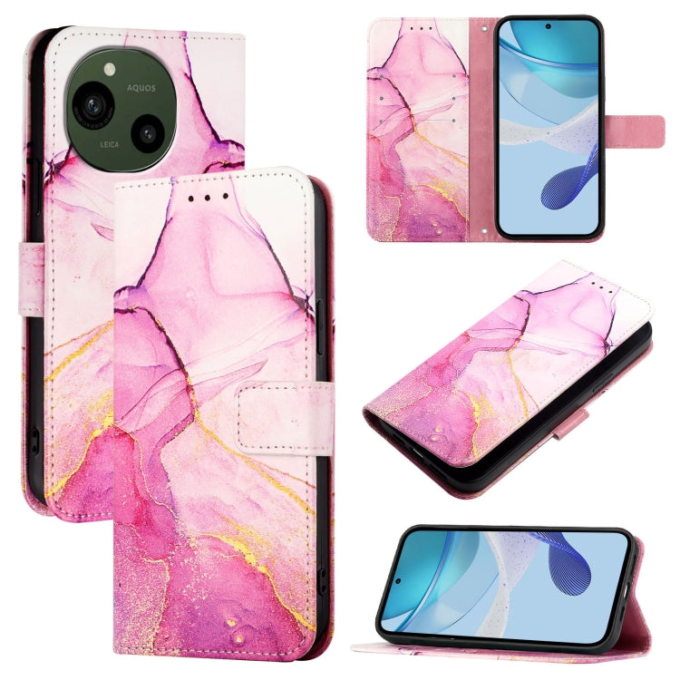 PT003 Marble Pattern Flip Leather Phone Case, For Sharp Aquos wish6, For Sharp Aquos R11, For Sharp Aquos Sense10, For Sharp Basio Active3, For Sharp Aquos Sense9 Plus, For Sharp Aquos Sense9, For Sharp Aquos R9 Pro SH-54E, For Sharp Aquos Wish 4 SH-52...