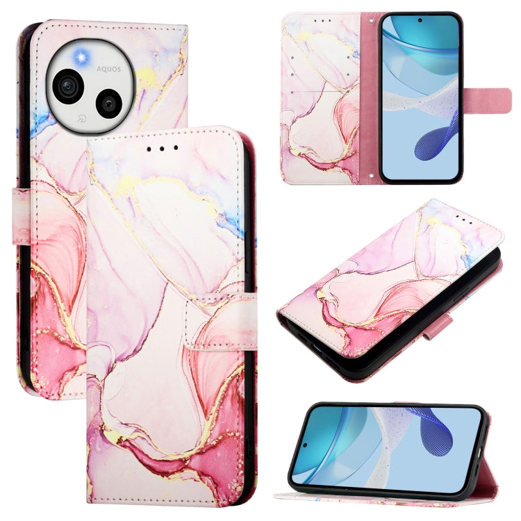 PT003 Marble Pattern Flip Leather Phone Case, For Sharp Aquos wish6, For Sharp Aquos R11, For Sharp Aquos Sense10, For Sharp Basio Active3, For Sharp Aquos Sense9 Plus, For Sharp Aquos Sense9, For Sharp Aquos R9 Pro SH-54E, For Sharp Aquos Wish 4 SH-52...