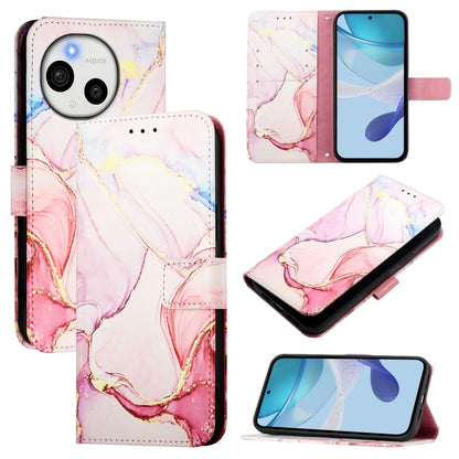 PT003 Marble Pattern Flip Leather Phone Case, For Sharp Aquos wish6, For Sharp Aquos R11, For Sharp Aquos Sense10, For Sharp Basio Active3, For Sharp Aquos Sense9 Plus, For Sharp Aquos Sense9, For Sharp Aquos R9 Pro SH-54E, For Sharp Aquos Wish 4 SH-52...