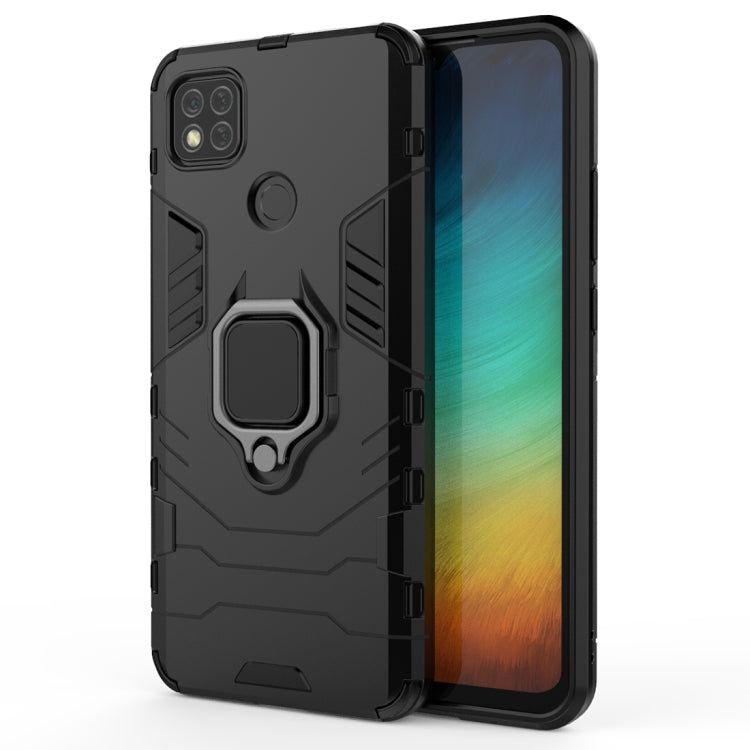 Dark protective phone case with magnetic ring holder and textured shockproof pattern