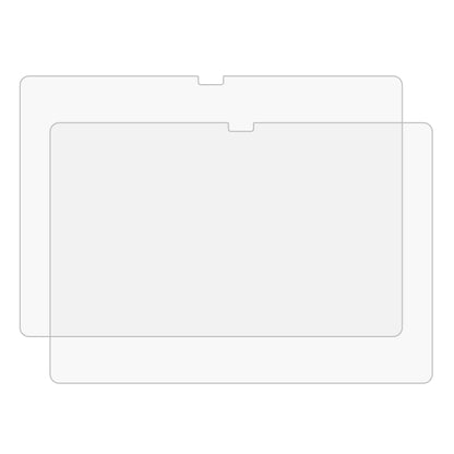 Tablet tempered glass screen protector film, two clear pieces with device cutouts.