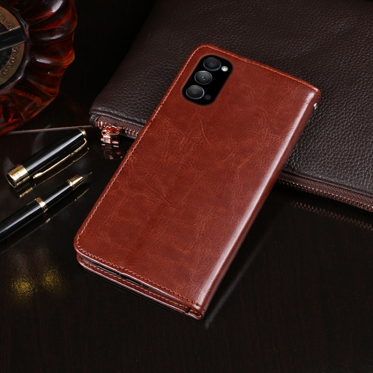 Crazy Horse leather phone wallet case with horizontal flip cover, brown, phone camera cutout