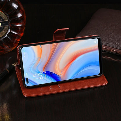 Crazy Horse leather phone wallet case with horizontal flip cover, brown, phone displayed