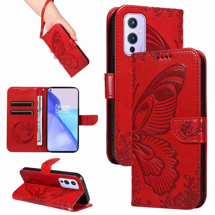 Swallowtail Butterfly Embossed Leather Phone Case, For OnePlus 9 Pro, For OnePlus 9