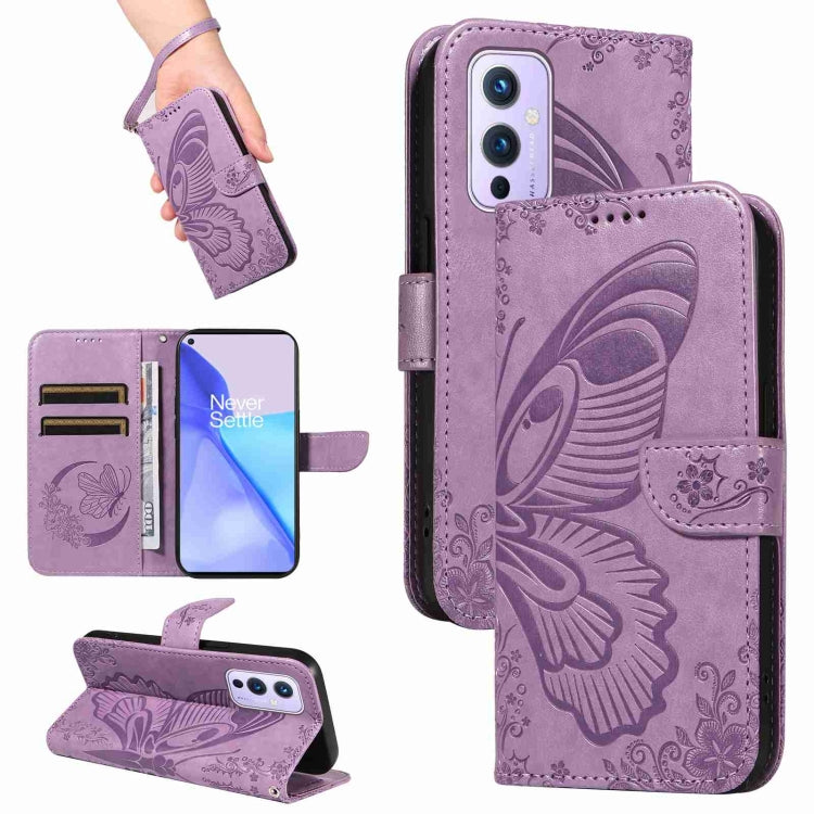 Swallowtail Butterfly Embossed Leather Phone Case, For OnePlus 9 Pro, For OnePlus 9