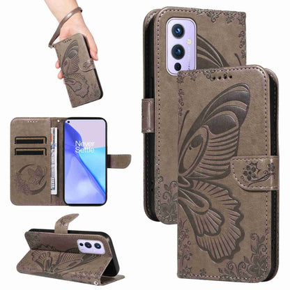 Swallowtail Butterfly Embossed Leather Phone Case, For OnePlus 9 Pro, For OnePlus 9