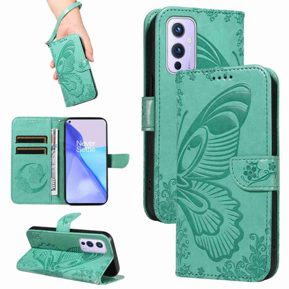 Swallowtail Butterfly Embossed Leather Phone Case, For OnePlus 9 Pro, For OnePlus 9