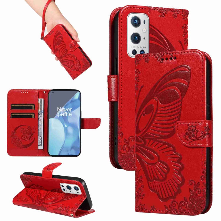 Swallowtail Butterfly Embossed Leather Phone Case, For OnePlus 9 Pro, For OnePlus 9