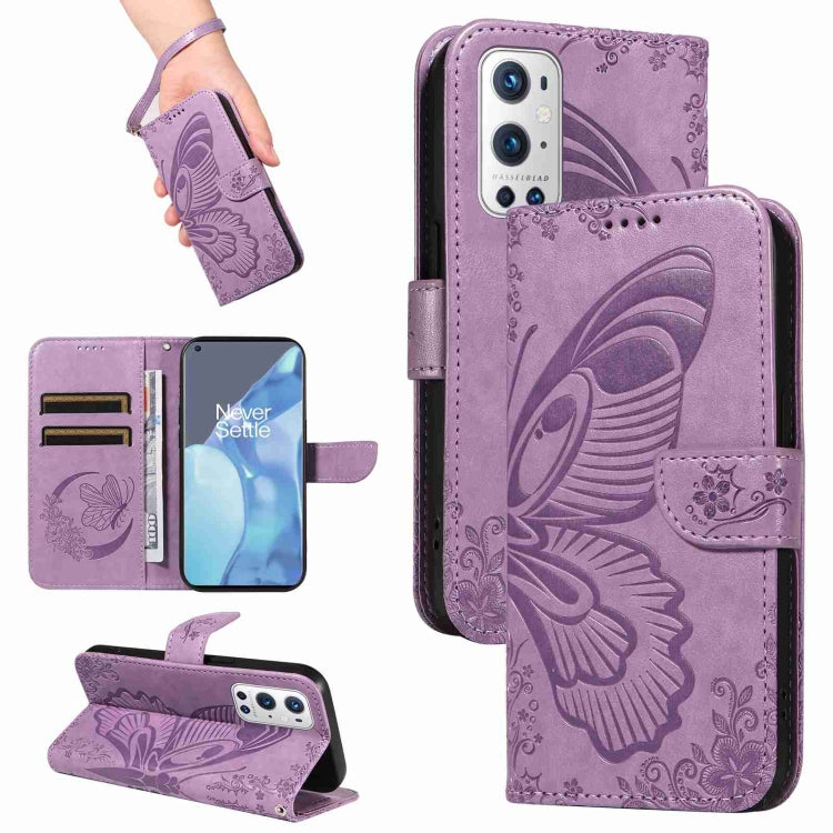 Swallowtail Butterfly Embossed Leather Phone Case, For OnePlus 9 Pro, For OnePlus 9