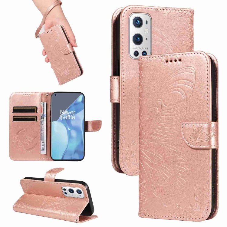 Swallowtail Butterfly Embossed Leather Phone Case, For OnePlus 9 Pro, For OnePlus 9