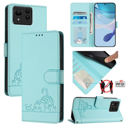 Cat Rat Embossed Pattern RFID Leather Phone Case with Lanyard, For Asus ROG Phone 9 / 9 Pro, For Asus Zenfone 11 Ultra, For Asus ROG Phone 8