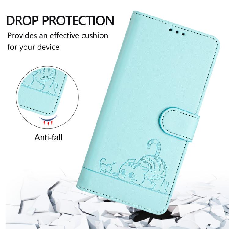 Cat Rat Embossed Pattern RFID Leather Phone Case with Lanyard, For Asus ROG Phone 9 / 9 Pro, For Asus Zenfone 11 Ultra, For Asus ROG Phone 8