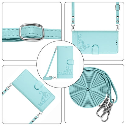 Cat Rat Embossed Pattern RFID Leather Phone Case with Lanyard, For Ulefone Note 14