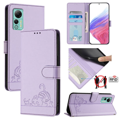 Cat Rat Embossed Pattern RFID Leather Phone Case with Lanyard, For Ulefone Note 14