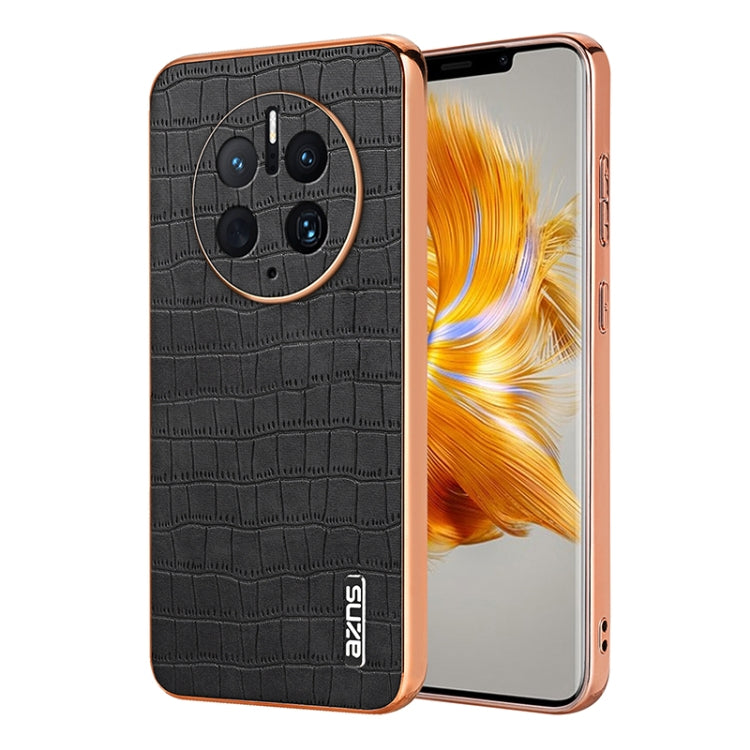 AZNS Electroplated Frame Crocodile Texture Full Coverage Phone Case, For Huawei Mate 50 Pro, For Huawei P50 Pro, For Huawei P50