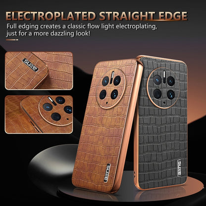 AZNS Electroplated Frame Crocodile Texture Full Coverage Phone Case, For Huawei Mate 50 Pro, For Huawei P50 Pro, For Huawei P50