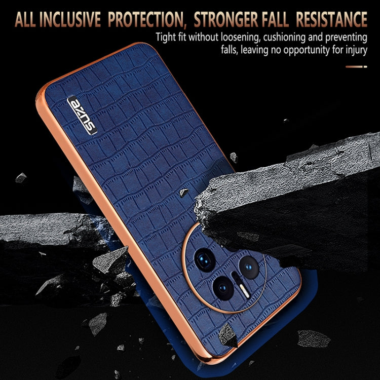 AZNS Electroplated Frame Crocodile Texture Full Coverage Phone Case, For Huawei Mate 50 Pro, For Huawei P50 Pro, For Huawei P50