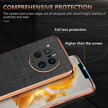 AZNS Electroplated Frame Crocodile Texture Full Coverage Phone Case, For Huawei Mate 50 Pro, For Huawei P50 Pro, For Huawei P50