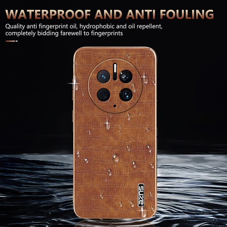 AZNS Electroplated Frame Crocodile Texture Full Coverage Phone Case, For Huawei Mate 50 Pro, For Huawei P50 Pro, For Huawei P50