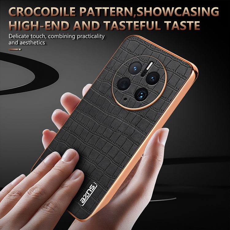 AZNS Electroplated Frame Crocodile Texture Full Coverage Phone Case, For Huawei Mate 50 Pro, For Huawei P50 Pro, For Huawei P50