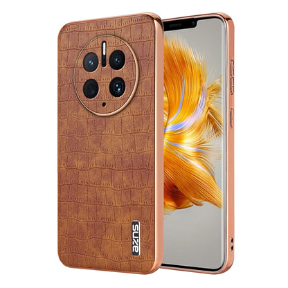 AZNS Electroplated Frame Crocodile Texture Full Coverage Phone Case, For Huawei Mate 50 Pro, For Huawei P50 Pro, For Huawei P50