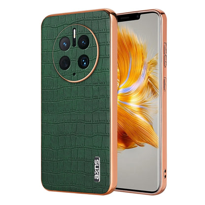 AZNS Electroplated Frame Crocodile Texture Full Coverage Phone Case, For Huawei Mate 50 Pro, For Huawei P50 Pro, For Huawei P50