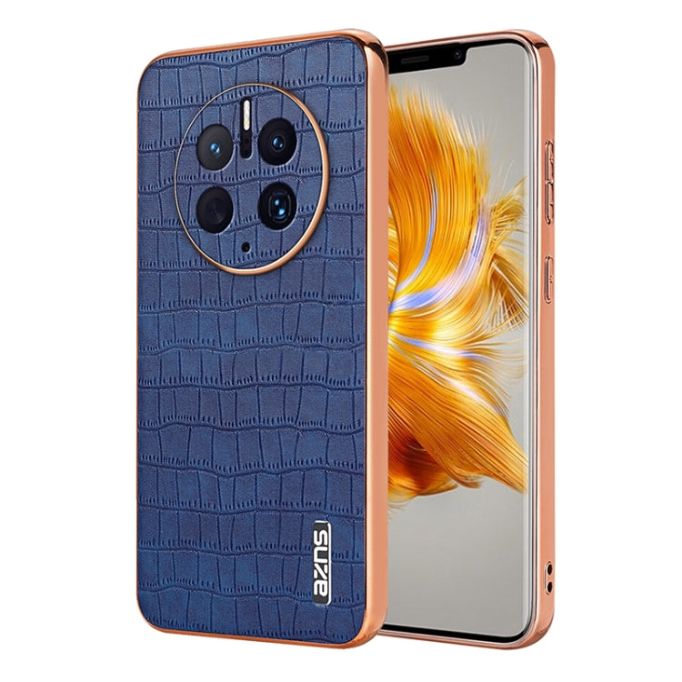 AZNS Electroplated Frame Crocodile Texture Full Coverage Phone Case, For Huawei Mate 50 Pro, For Huawei P50 Pro, For Huawei P50