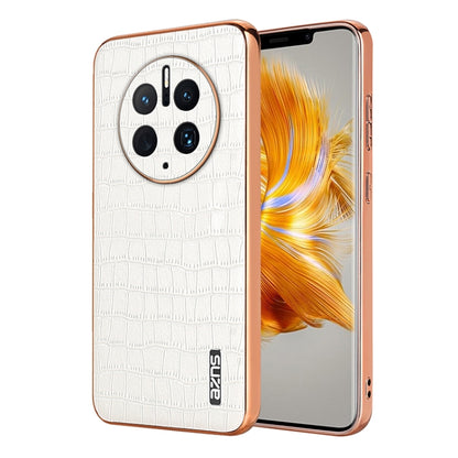 AZNS Electroplated Frame Crocodile Texture Full Coverage Phone Case, For Huawei Mate 50 Pro, For Huawei P50 Pro, For Huawei P50