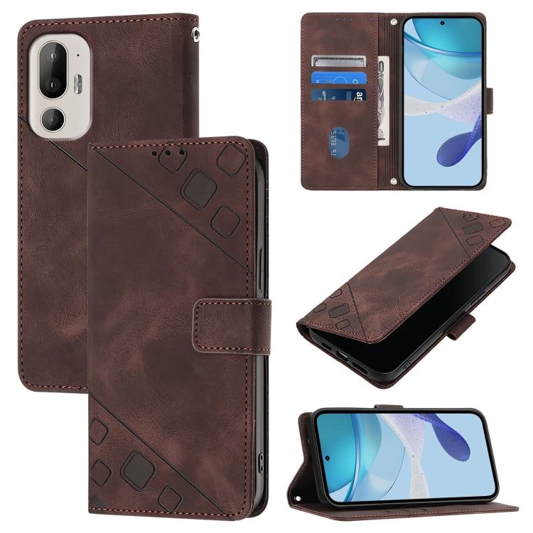 Skin Feel Embossed Leather Phone Case, For HTC U24 Pro