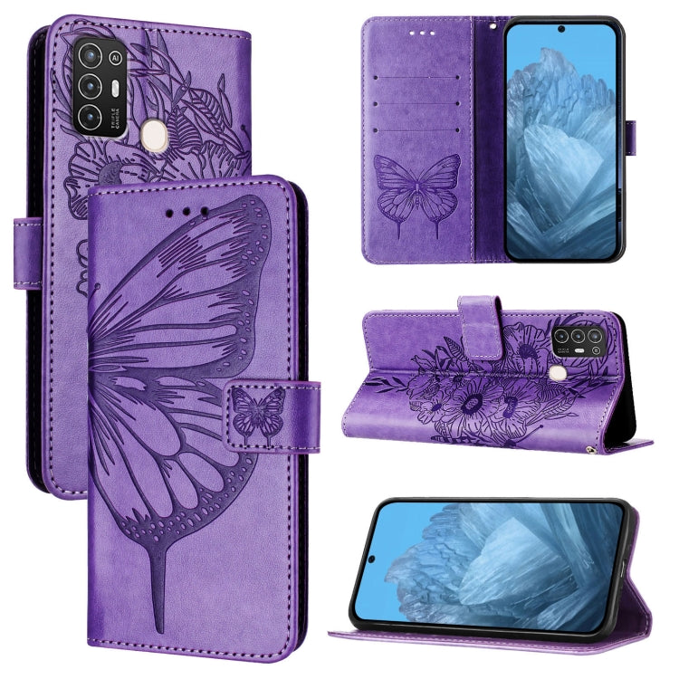 Embossed Butterfly Leather Phone Case, For ZTE Blade V40s, For ZTE Blade A52