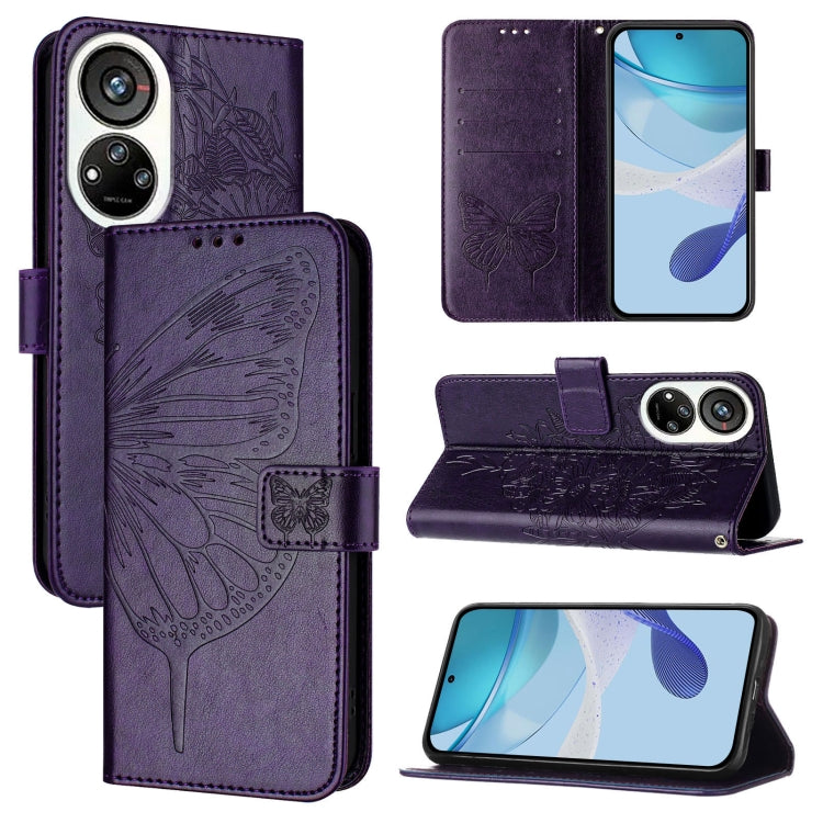 Embossed Butterfly Leather Phone Case, For ZTE Blade V40s, For ZTE Blade A52