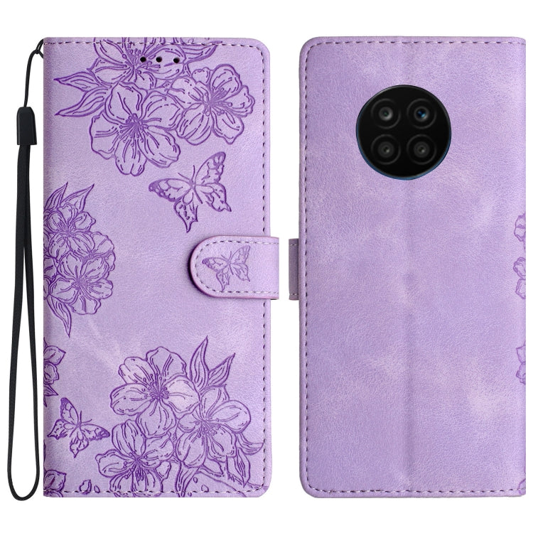 Cherry Blossom Butterfly Skin Feel Embossed PU Phone Case, For Honor X8 / X30i, For Honor 50 Lite, For Honor 50