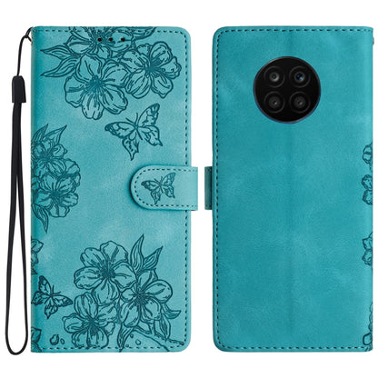 Cherry Blossom Butterfly Skin Feel Embossed PU Phone Case, For Honor X8 / X30i, For Honor 50 Lite, For Honor 50