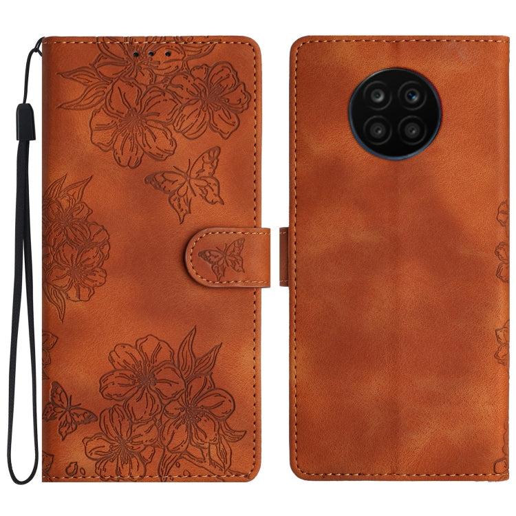 Cherry Blossom Butterfly Skin Feel Embossed PU Phone Case, For Honor X8 / X30i, For Honor 50 Lite, For Honor 50