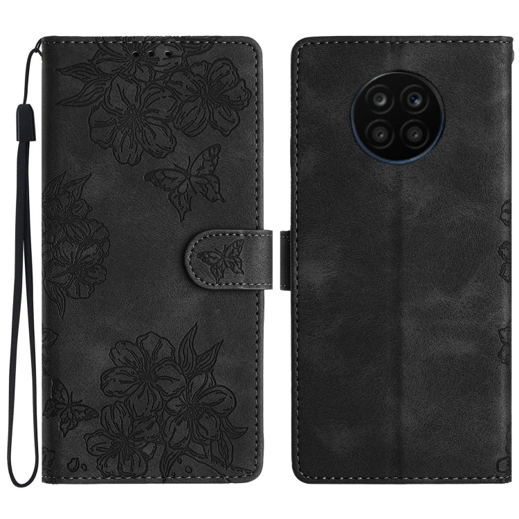Cherry Blossom Butterfly Skin Feel Embossed PU Phone Case, For Honor X8 / X30i, For Honor 50 Lite, For Honor 50