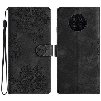 Cherry Blossom Butterfly Skin Feel Embossed PU Phone Case, For Honor X8 / X30i, For Honor 50 Lite, For Honor 50