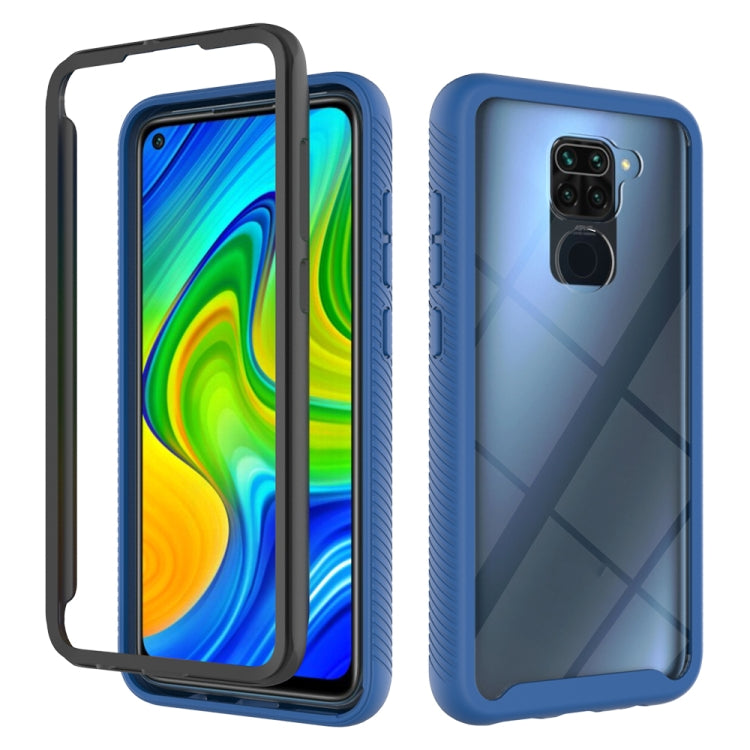 Royal blue shockproof phone case with TPU bumper and PC back, side buttons and camera cutout.