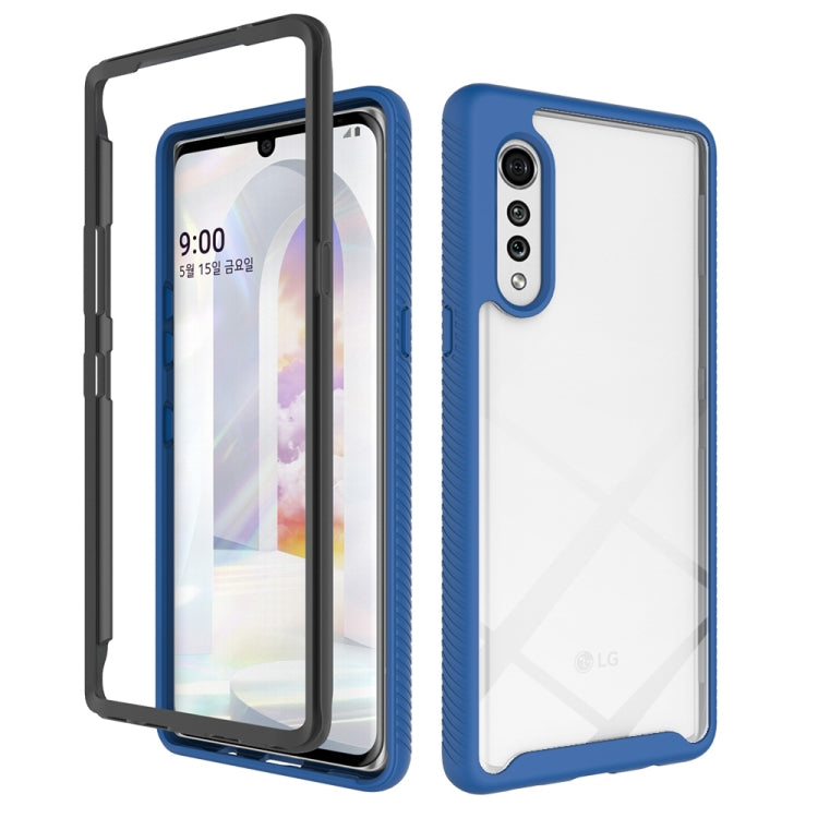 Royal blue shockproof phone case with raised edges and shock-absorbing TPU sides
