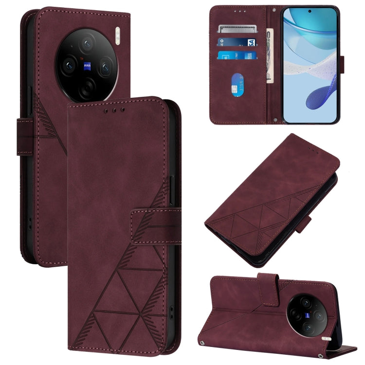 Crossbody 3D Embossed Flip Leather Phone Case, For vivo X100 Pro, For vivo X100